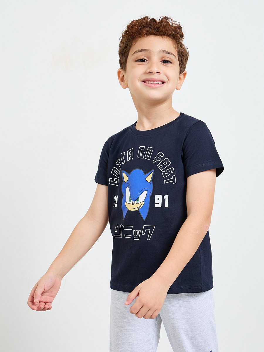 Boys Sonic Print Short Sleeve T-Shirt and Pyjama Set