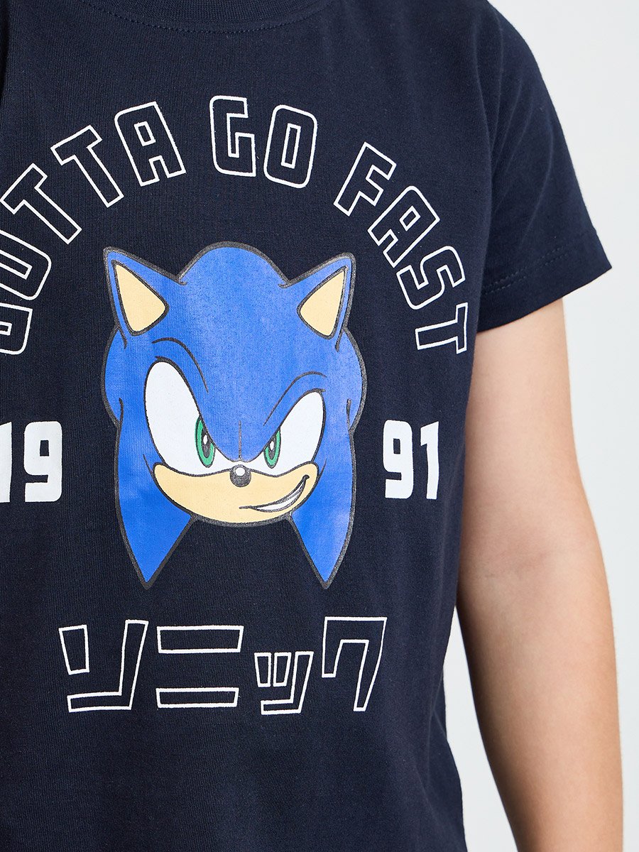 Boys Sonic Print Short Sleeve T-Shirt and Pyjama Set