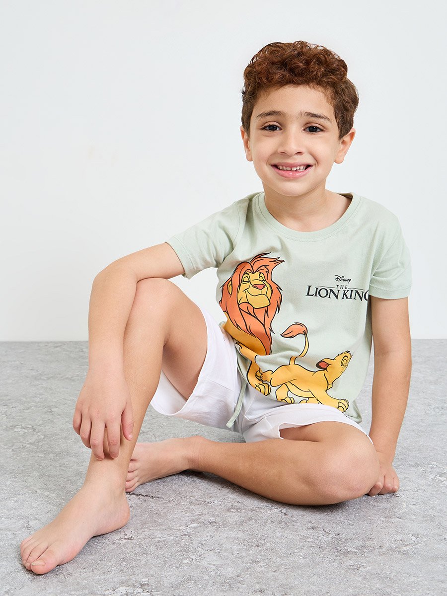 Boys Lion King Printed T-Shirt and Shorts Set
