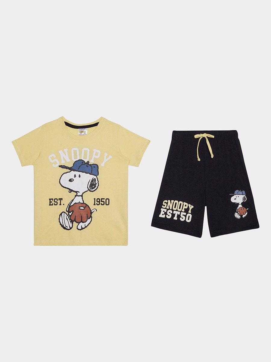 Boys Snoopy Printed T-Shirt and Shorts Set