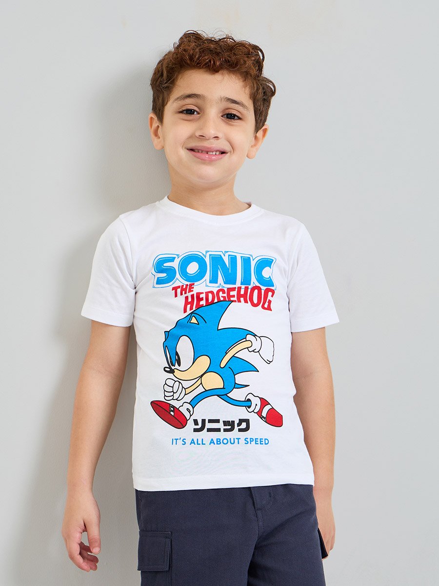 Boys Sonic Print Cotton T-Shirt