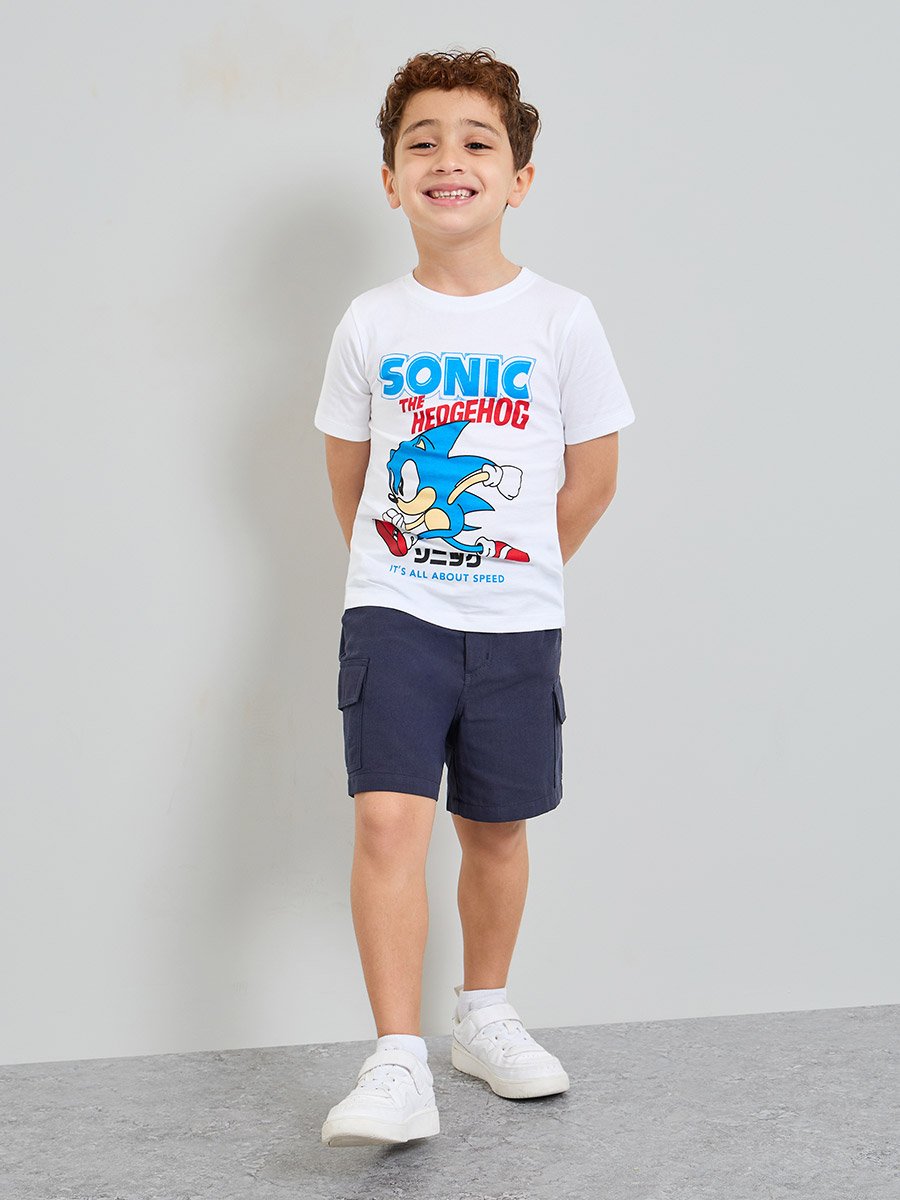 Boys Sonic Print Cotton T-Shirt
