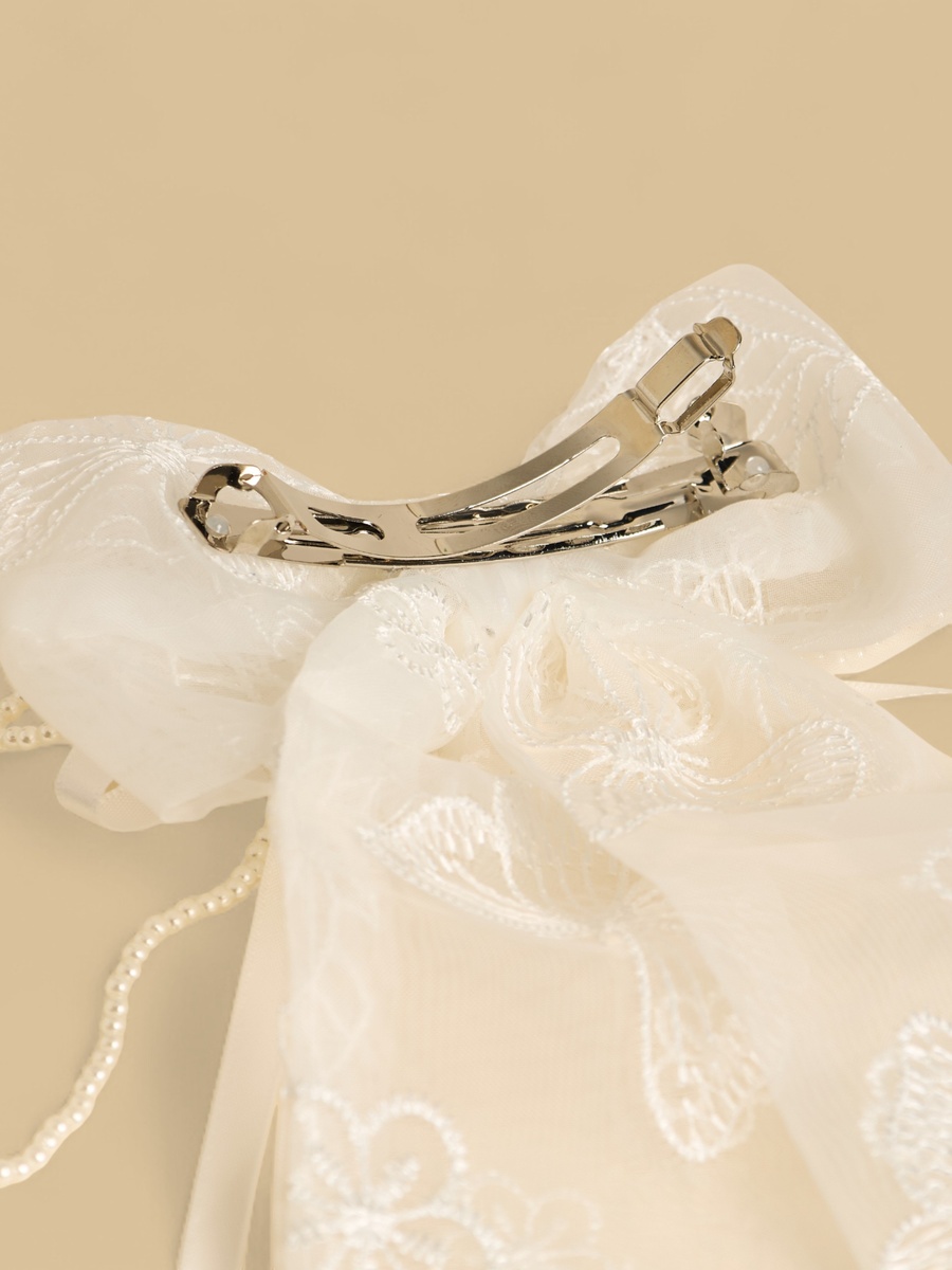 Embellished Lace Bow Hair Clip