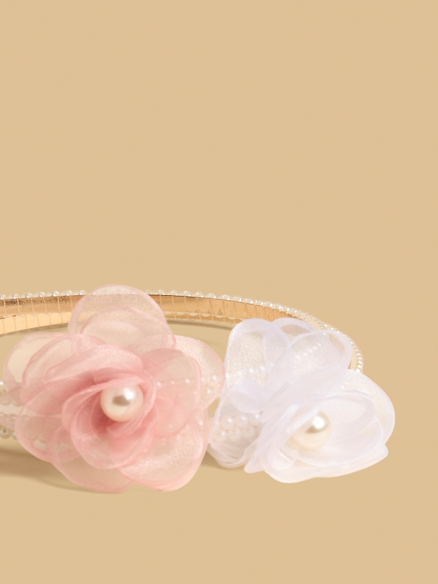 Pack of 2 - Pearl Embellished Hairband with Floral Accent