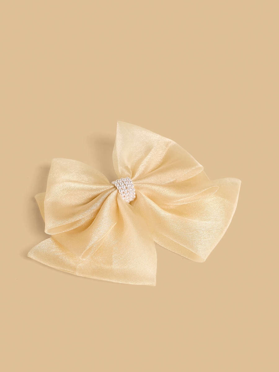 Pearl Embellished Bow Barrette Hair Clip