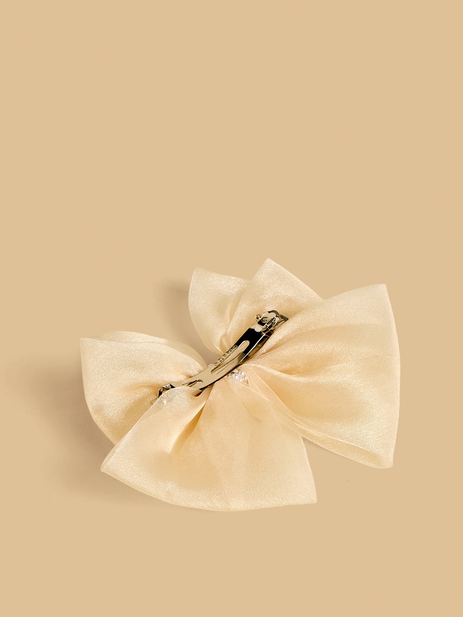 Pearl Embellished Bow Barrette Hair Clip