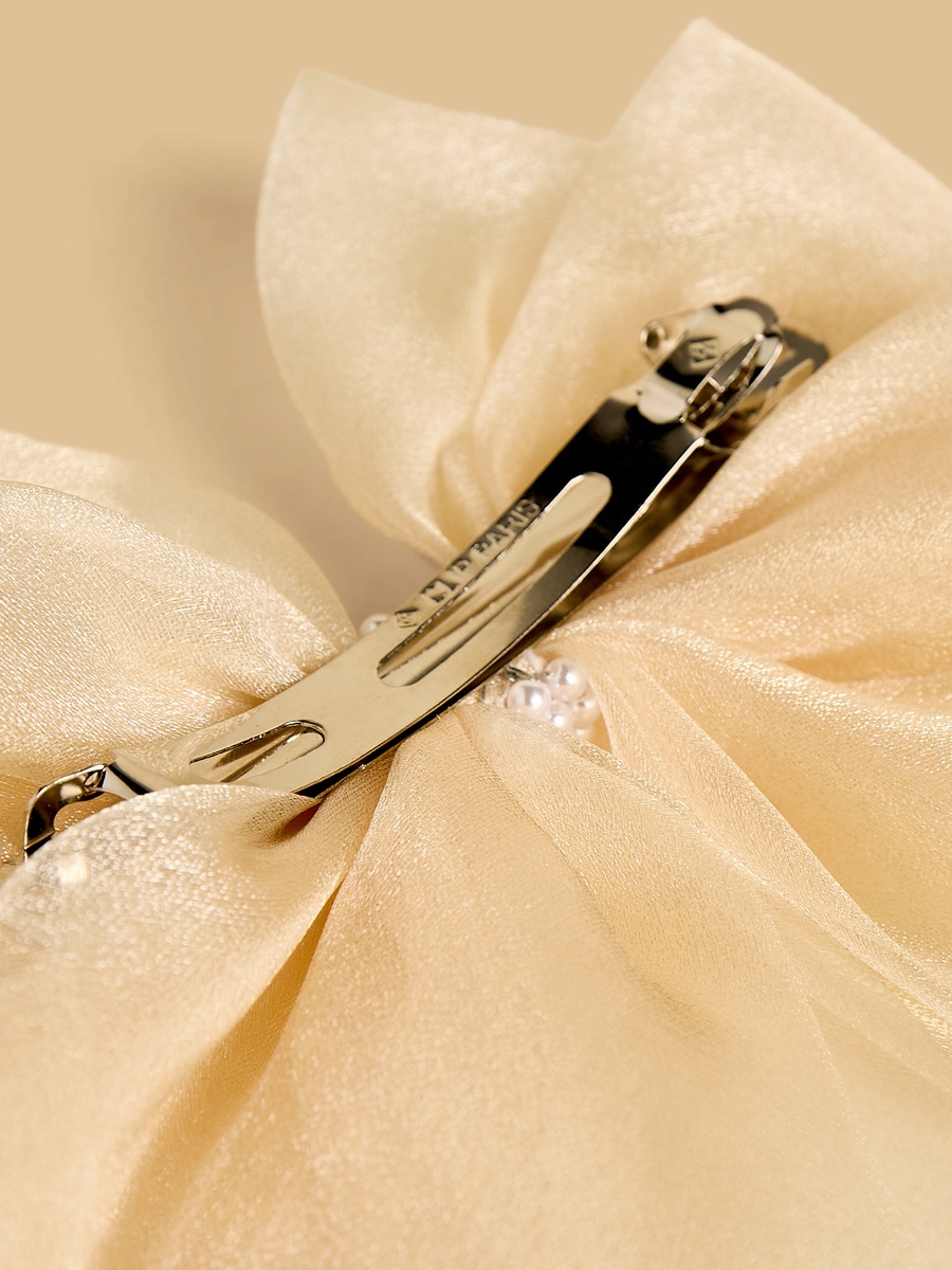 Pearl Embellished Bow Barrette Hair Clip