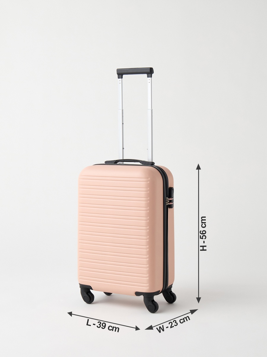 Textured Hardcase Trolley Bag with Wheels and Retractable Handle