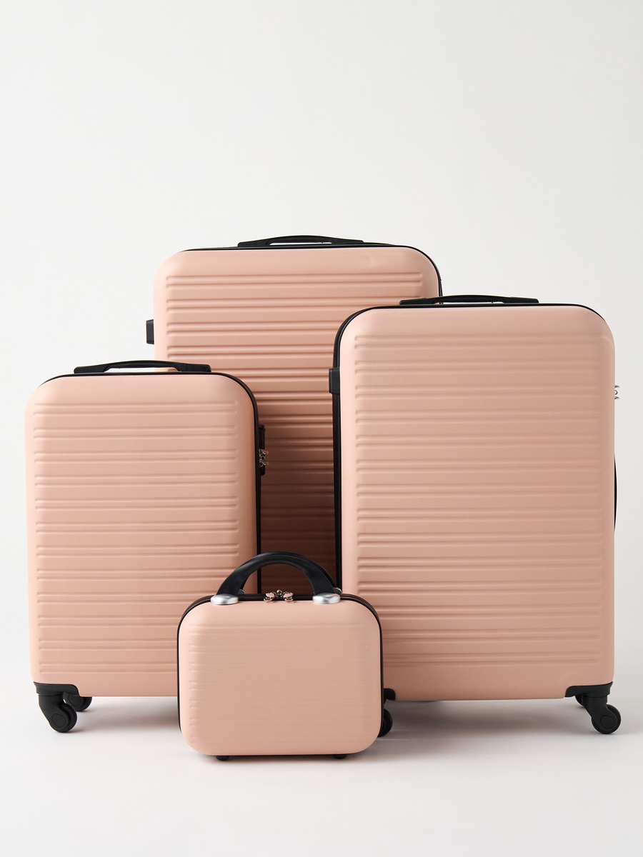 Textured Hardcase Trolley Bag with Wheels and Retractable Handle