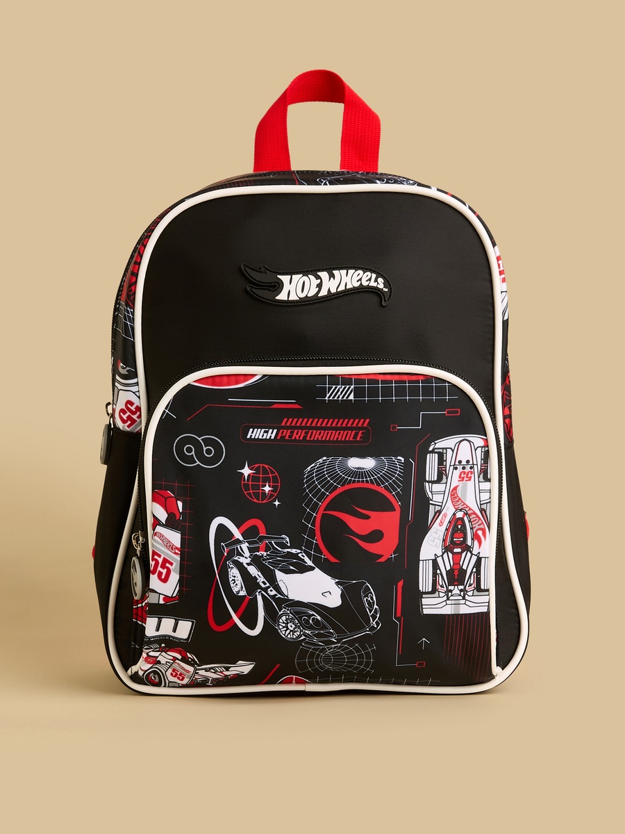 Hot Wheels Print Backpack with Zip Closure