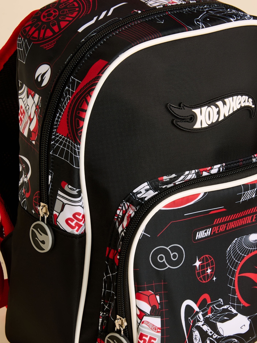 Hot Wheels Print Backpack with Zip Closure
