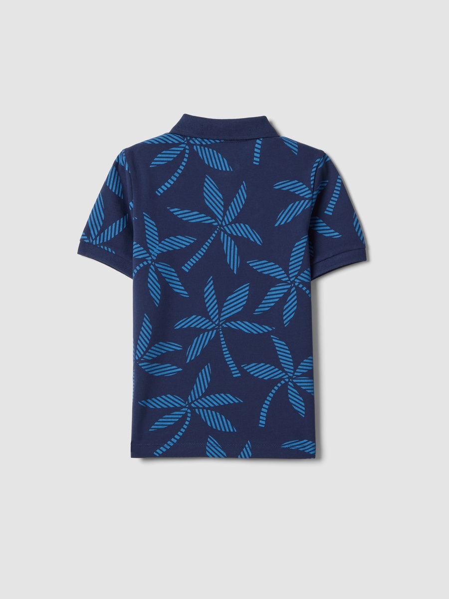 Kids Blue Pure Cotton Floral Print Polo
