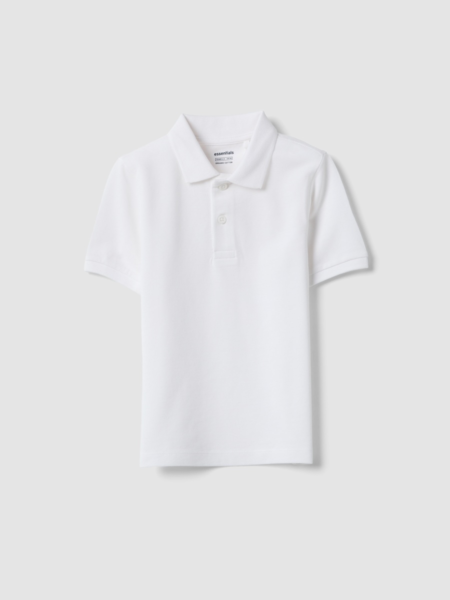 Kids White Organic Cotton Regular Fit Polo
