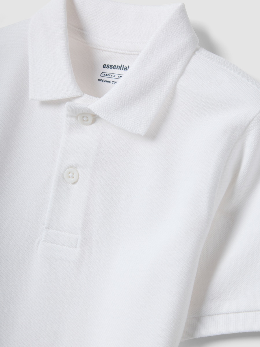 Kids White Organic Cotton Regular Fit Polo