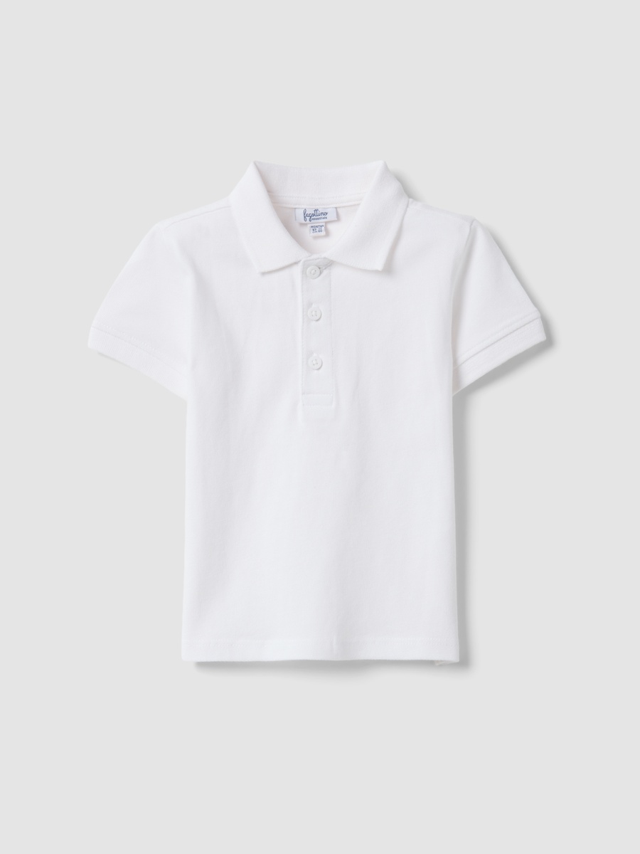 Kids White Organic Cotton Regular Fit Polo