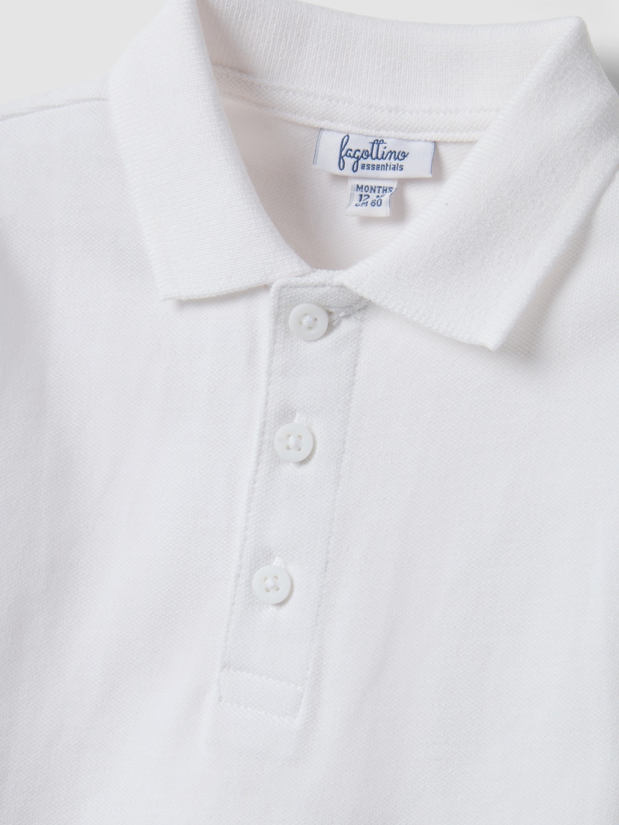 Kids White Organic Cotton Regular Fit Polo
