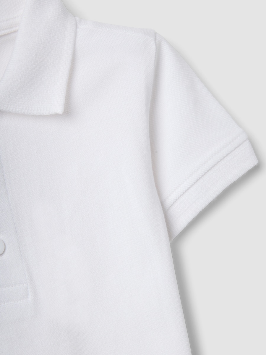 Kids White Organic Cotton Regular Fit Polo