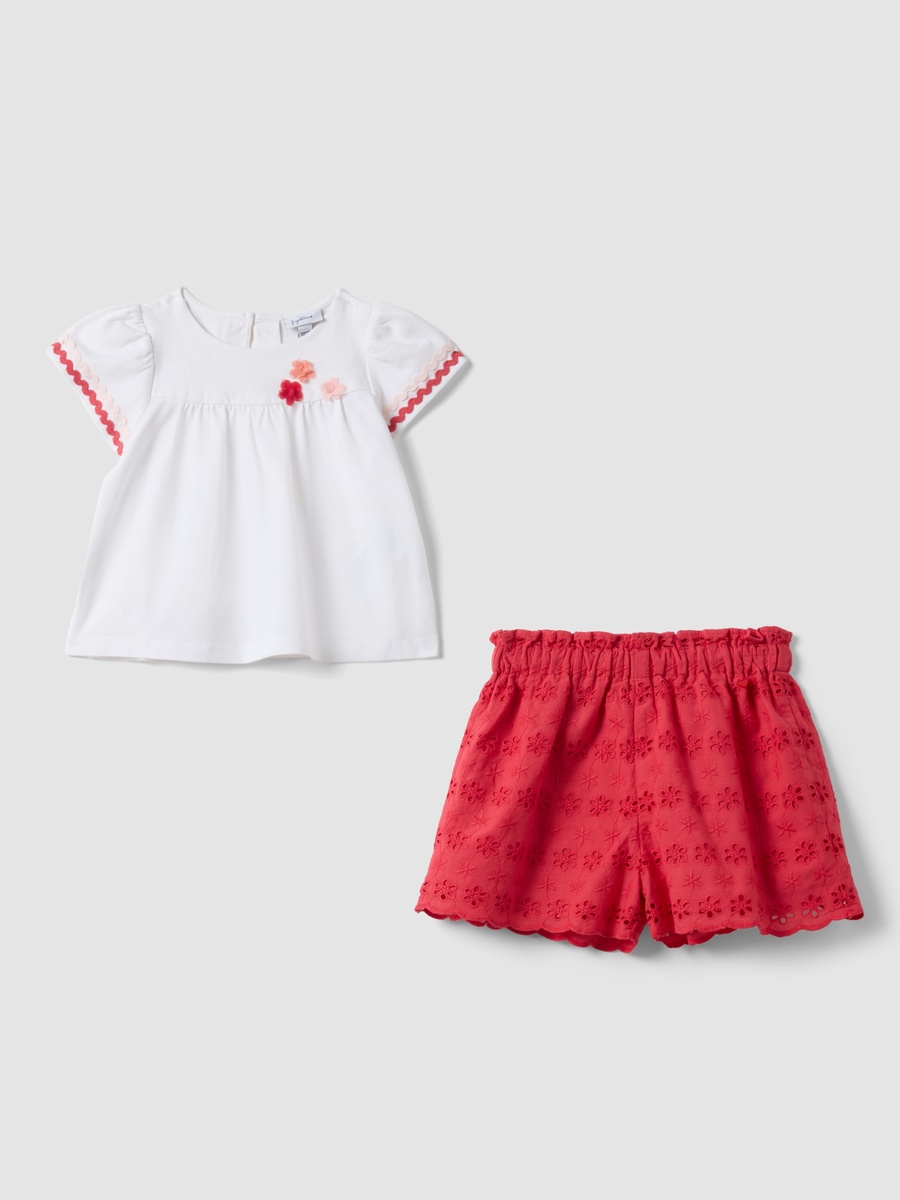 Girls Pure Cotton Regular Fit T-Shirt and Shorts Set