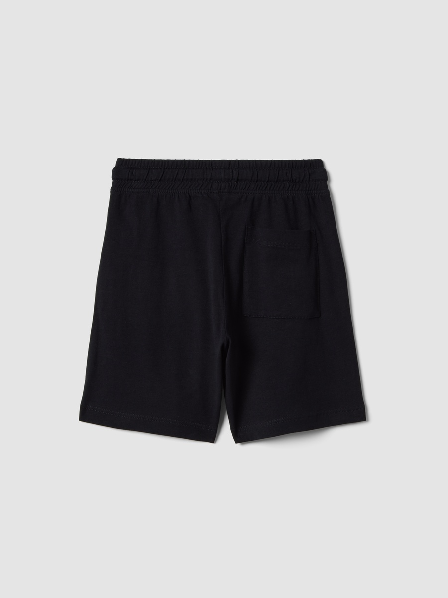 Kids Black Cotton Regular-Fit Shorts