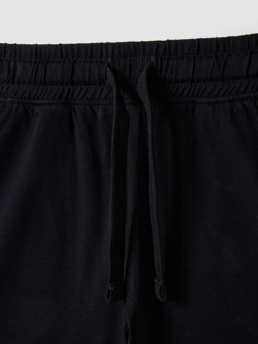 Kids Black Cotton Regular-Fit Shorts