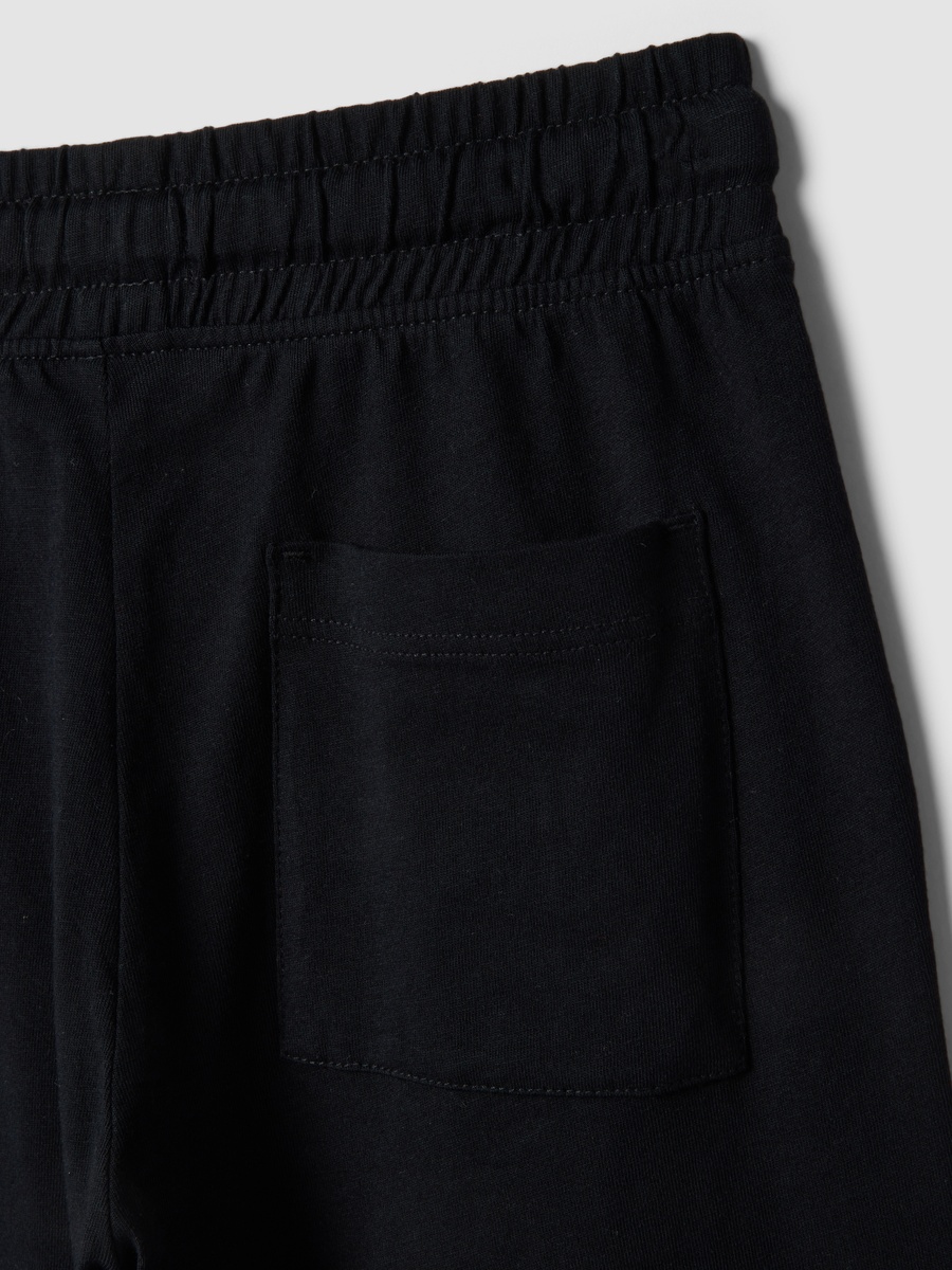 Kids Black Cotton Regular-Fit Shorts