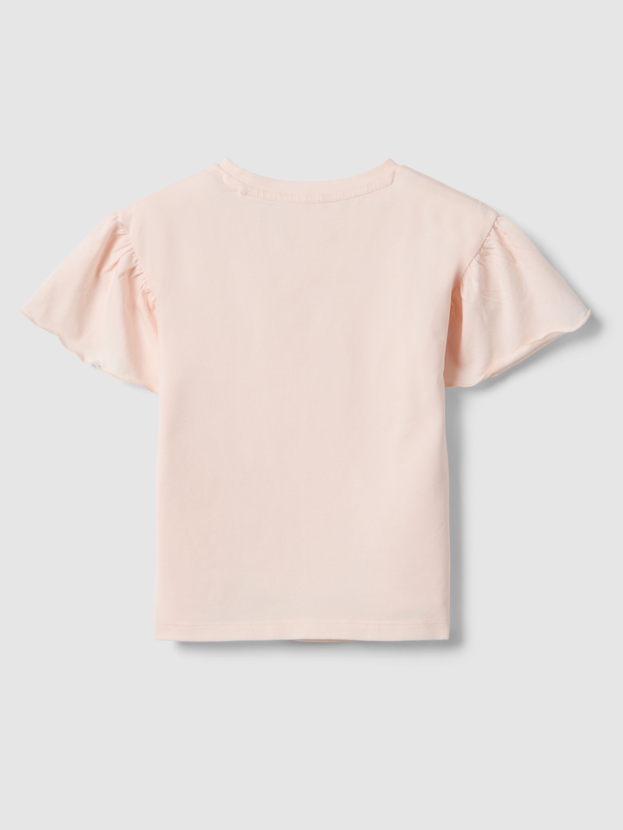 Girls Pink  Floral Embroidery Cotton T-Shirt