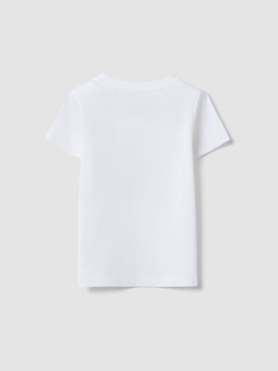 Girls White Pure Cotton Graphic Print T-Shirt