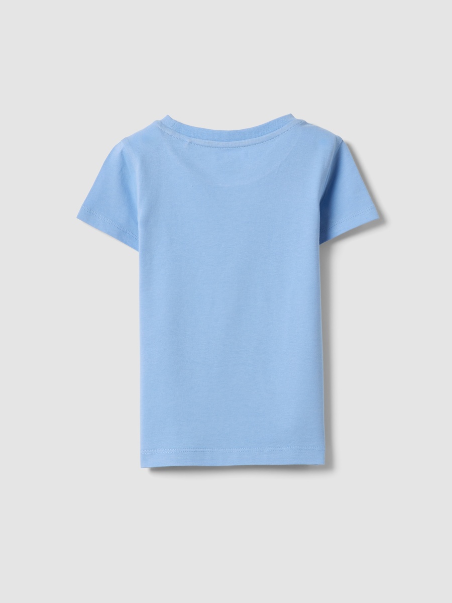 Girls Light Blue Pure Cotton Graphic Print T-Shirt