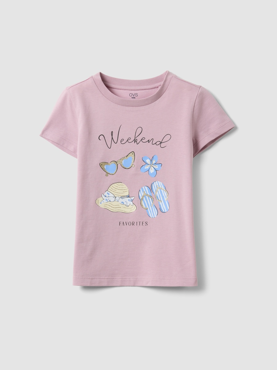  Girls Pink Cotton Graphic Print T-Shirt