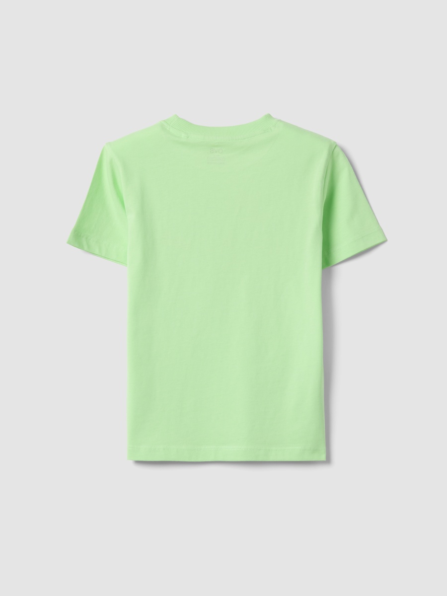 Kids Green Pure Cotton Graphic Print T-Shirt