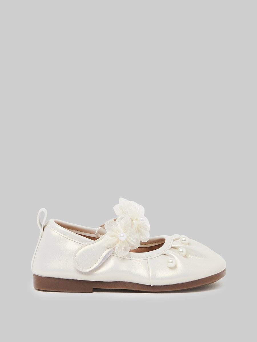 Girls Embellished Velcro Ballerina Shoes