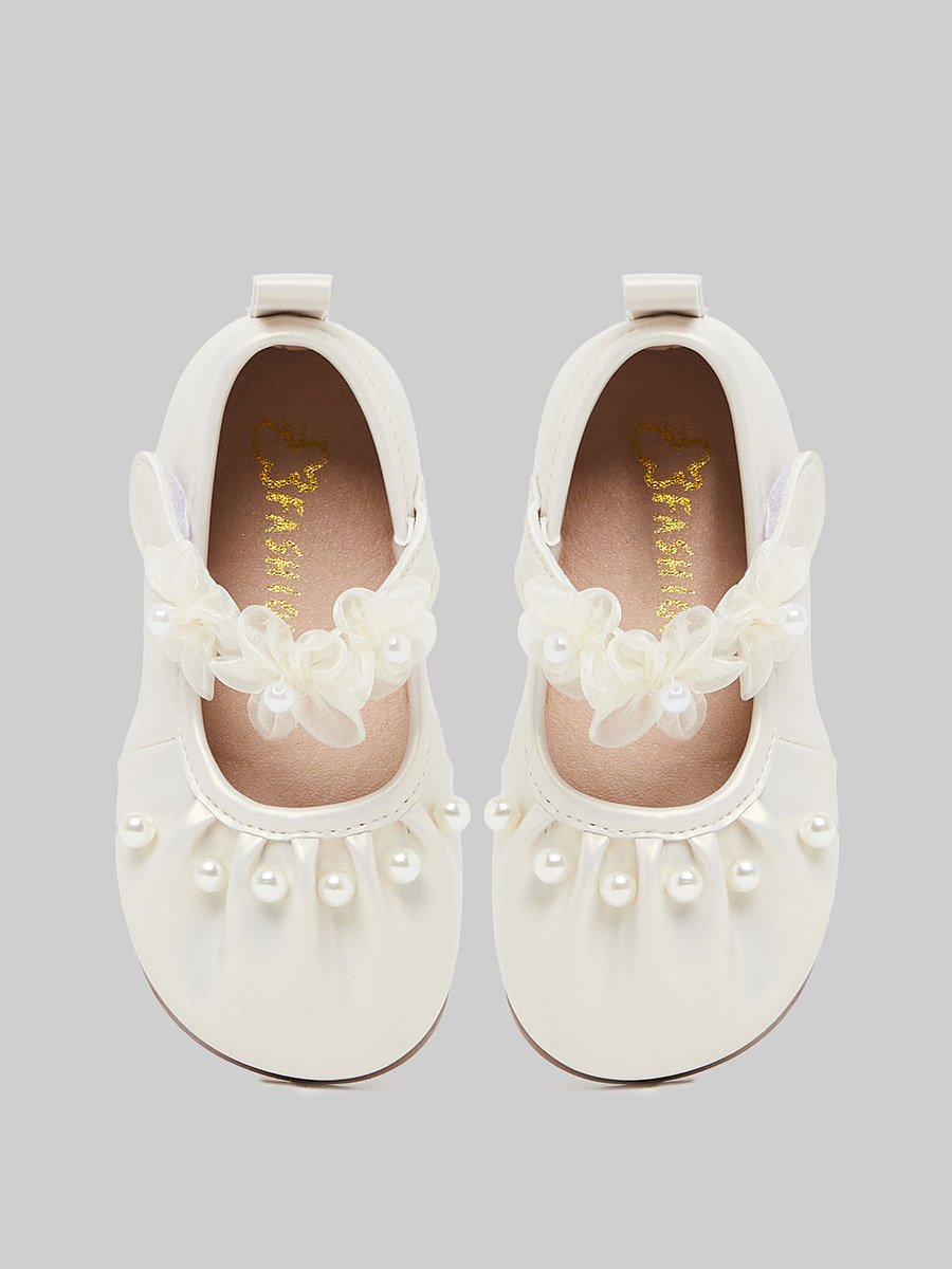Girls Embellished Velcro Ballerina Shoes