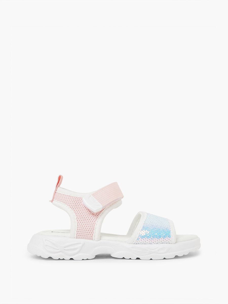 Girls Embellished Hook and Loop Sandals