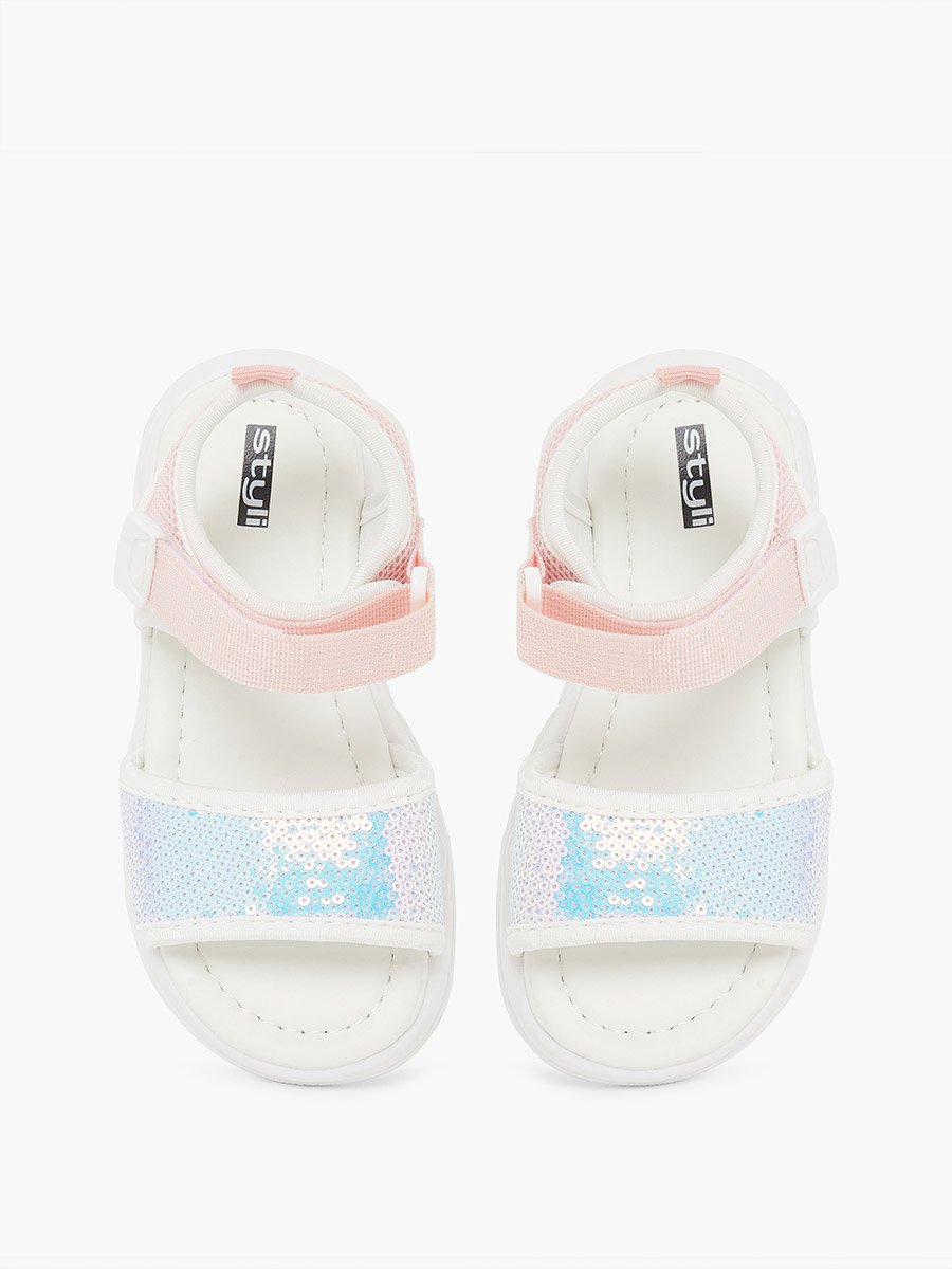 Girls Embellished Hook and Loop Sandals
