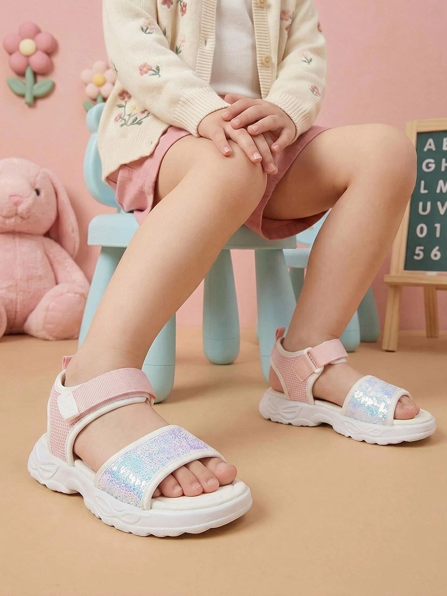 Girls Embellished Hook and Loop Sandals
