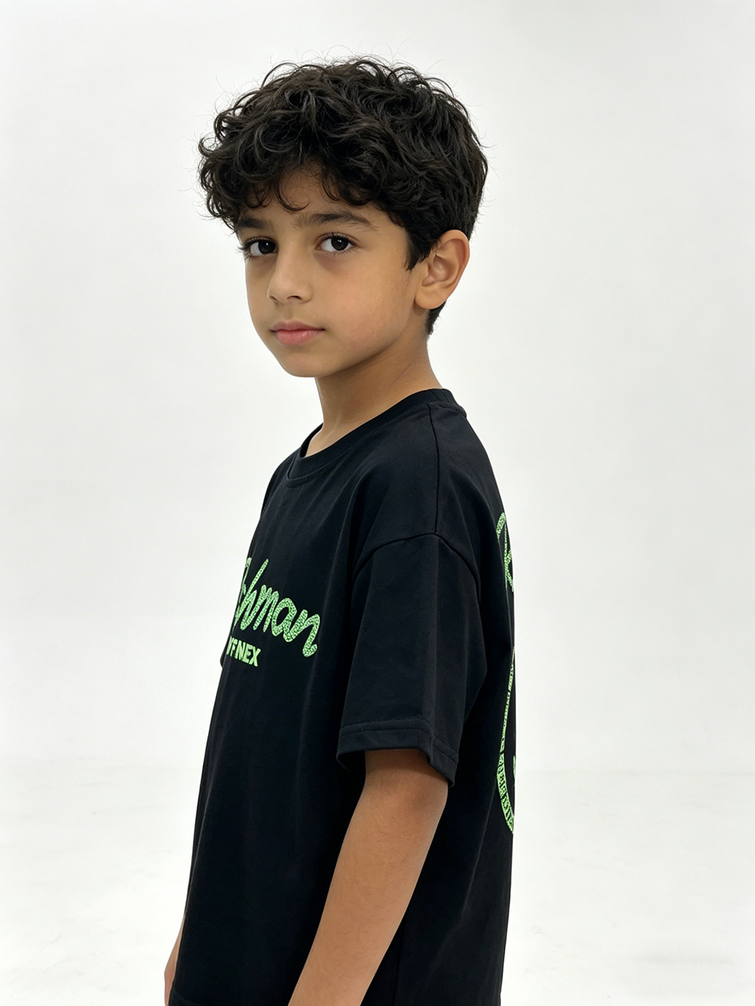 Kids Black Graphic Ramie T-Shirt