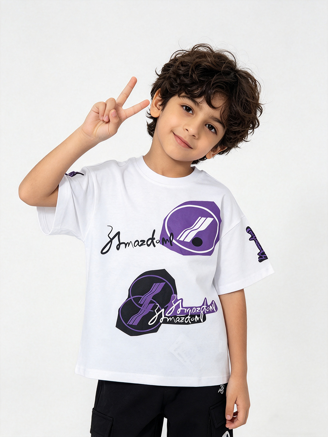 Boys White Graphic Regular Fit T-Shirt