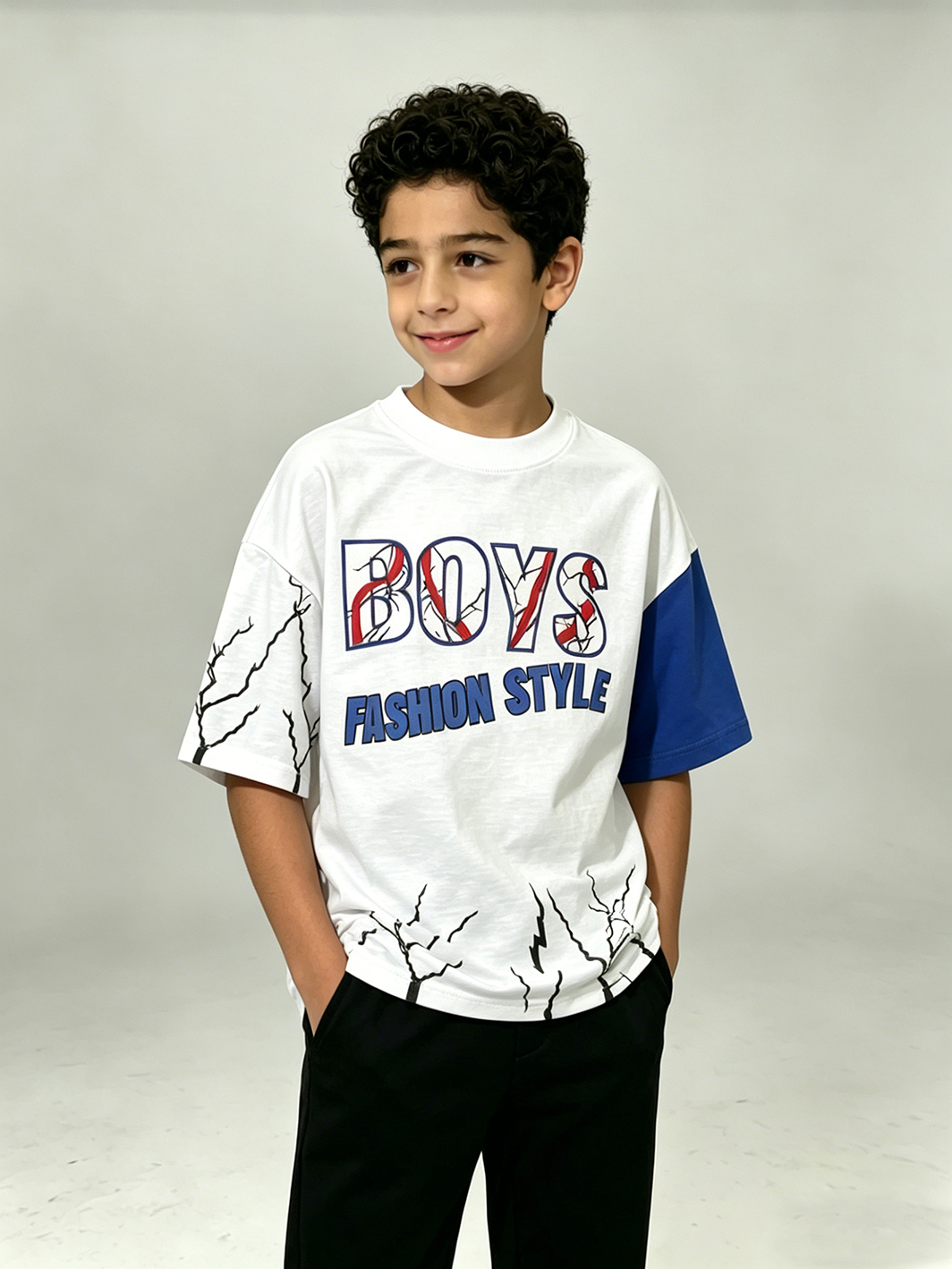 Boys Graphic Print Linen Blend T-Shirt