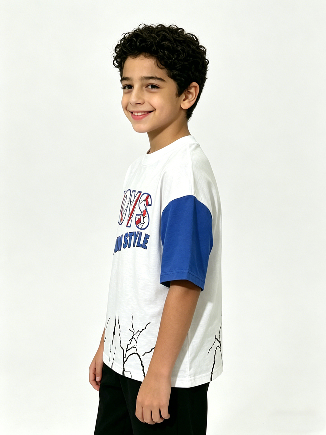 Boys Graphic Print Linen Blend T-Shirt