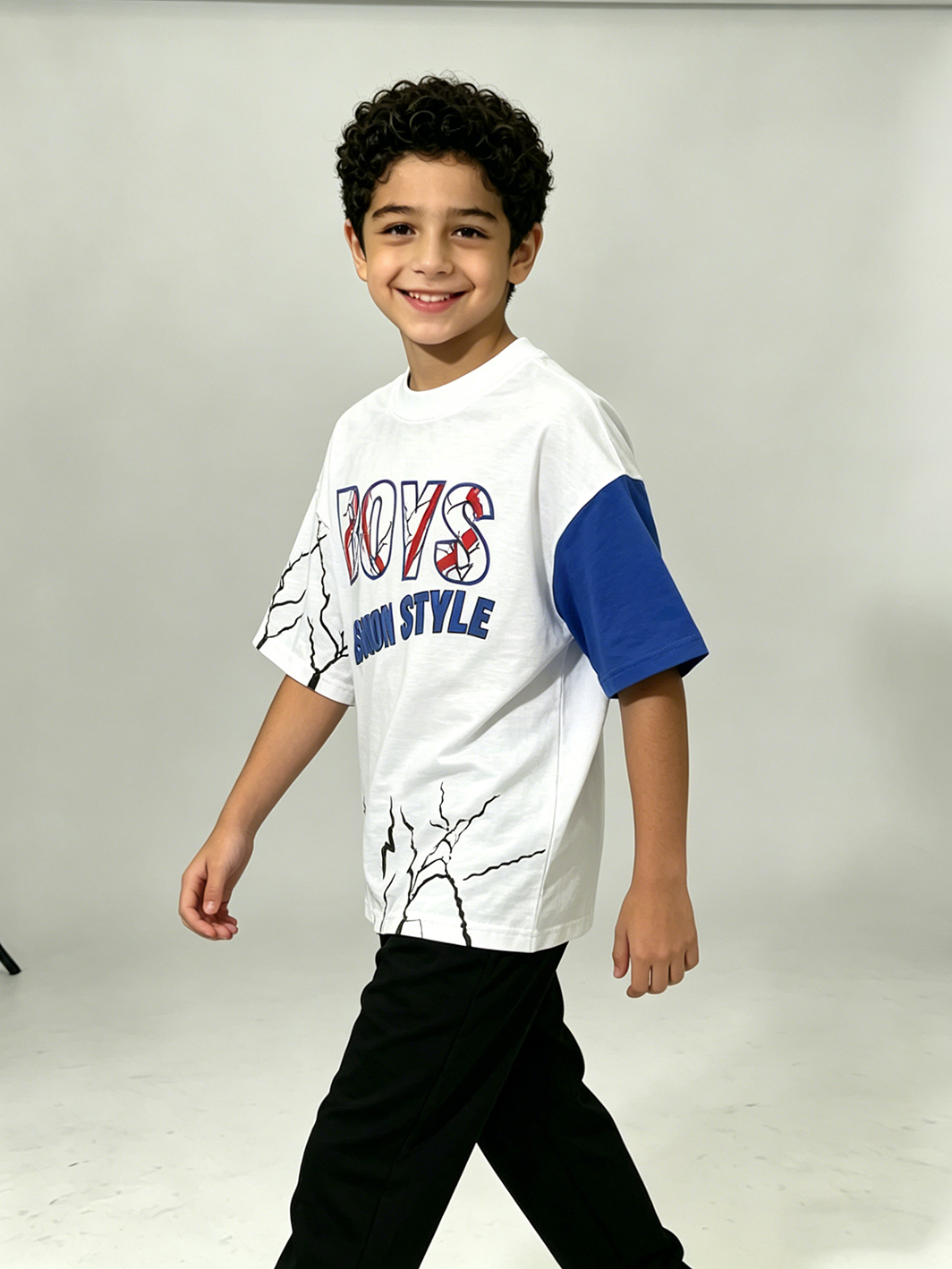 Boys Graphic Print Linen Blend T-Shirt