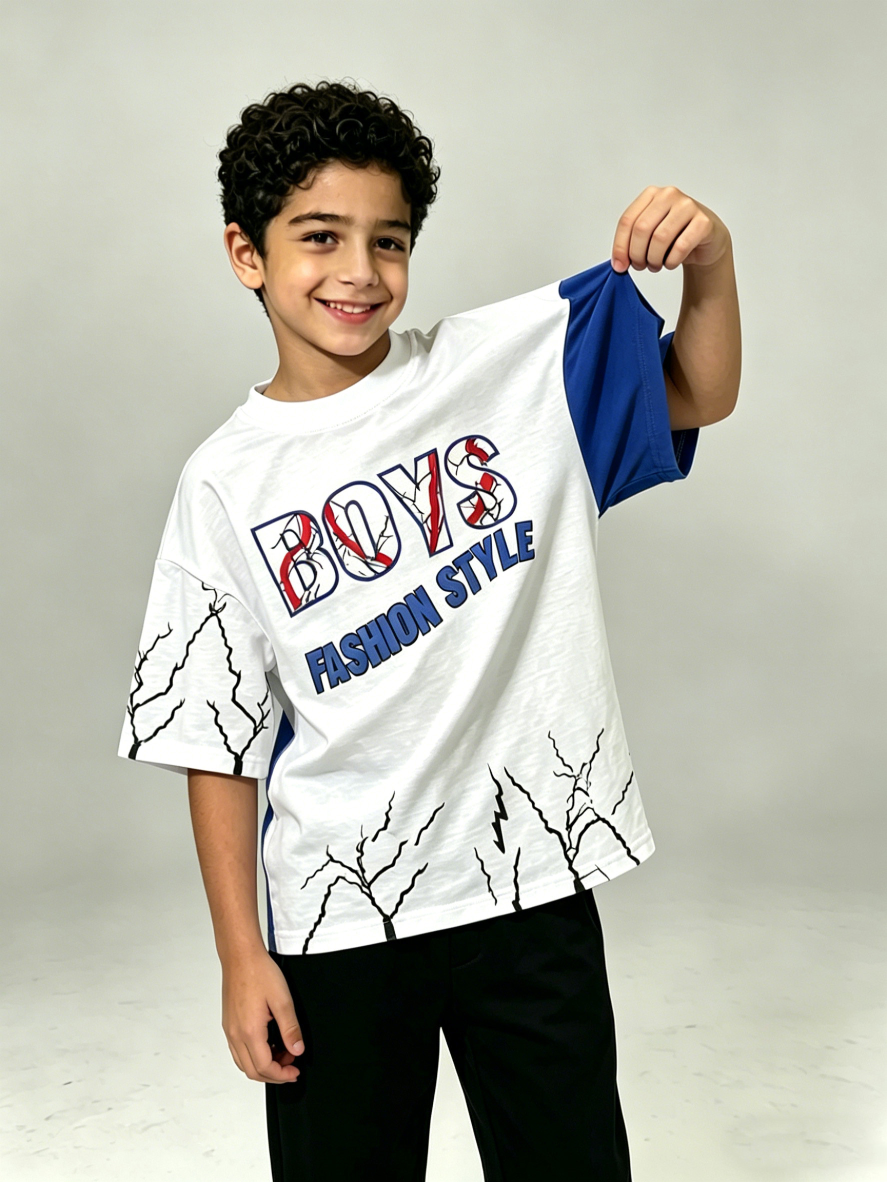 Boys Graphic Print Linen Blend T-Shirt