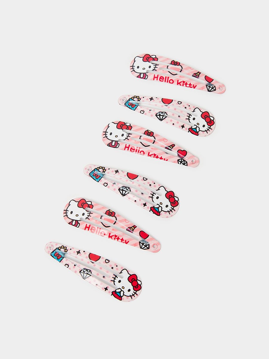 Pack of 6 - Girls Hello Kitty Printed Snap Hair Clips