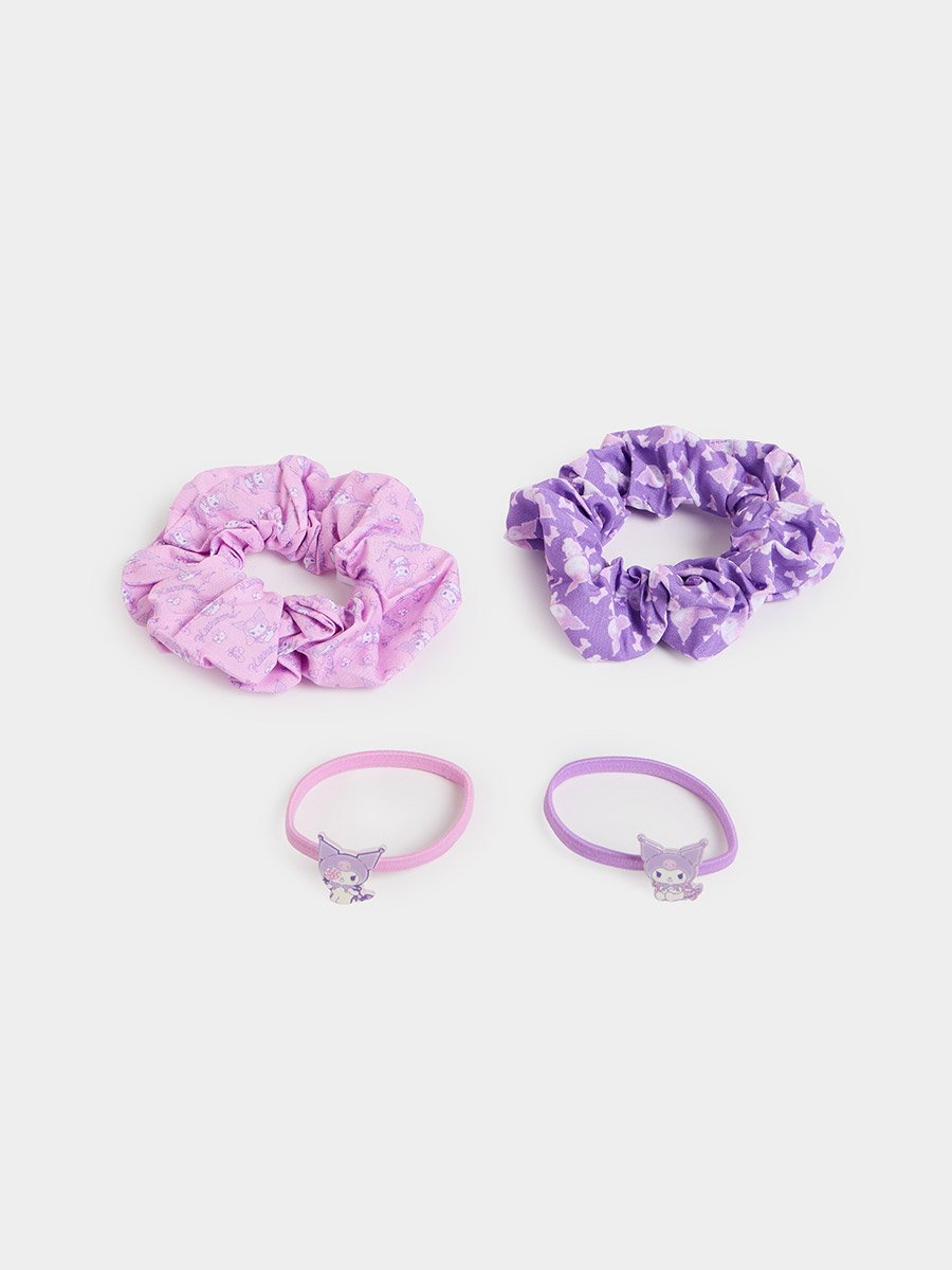 Set of 4 - Kuromi Roll Hair Scrunchies
