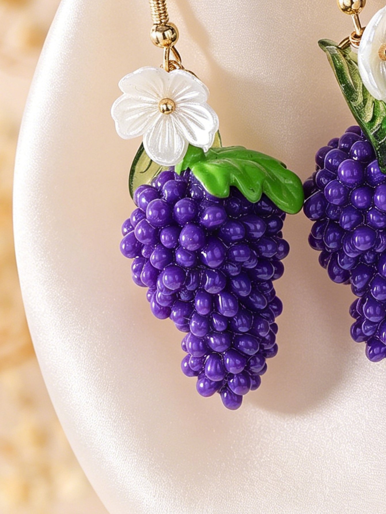 Purple Grape Cluster Drop Earrings