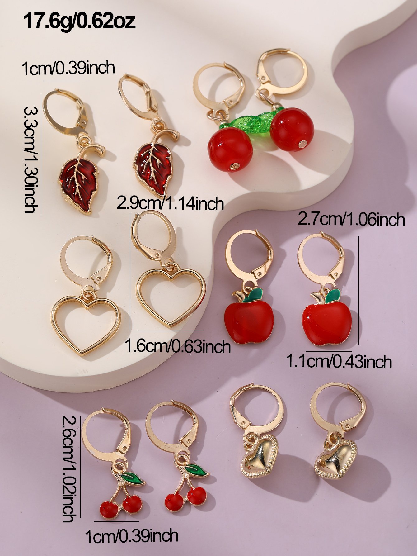 Pack of 6 - Girls Multi-Color Charms Earrings