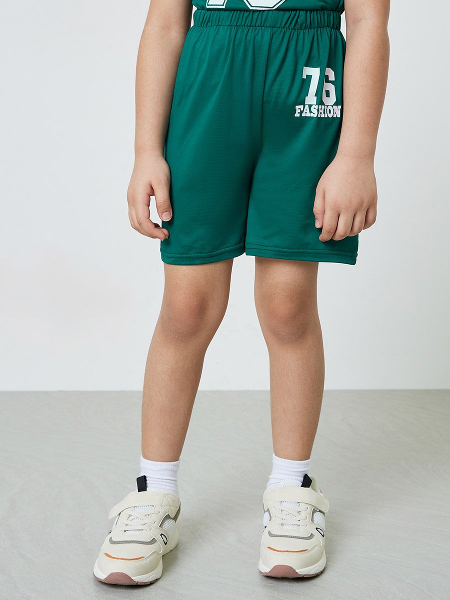 Boys Green Graphic T-Shirt and Shorts Sport Set