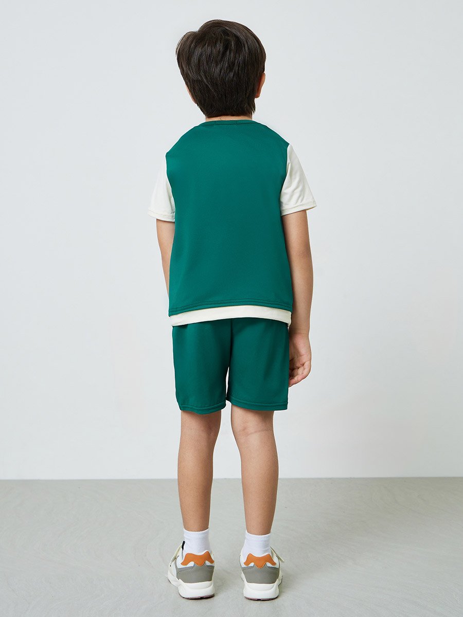 Boys Green Graphic T-Shirt and Shorts Sport Set