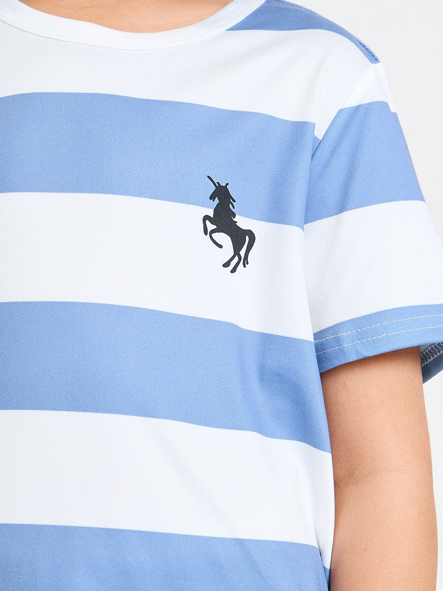 Boys Striped T-Shirt and Solid pull On Shorts Set
