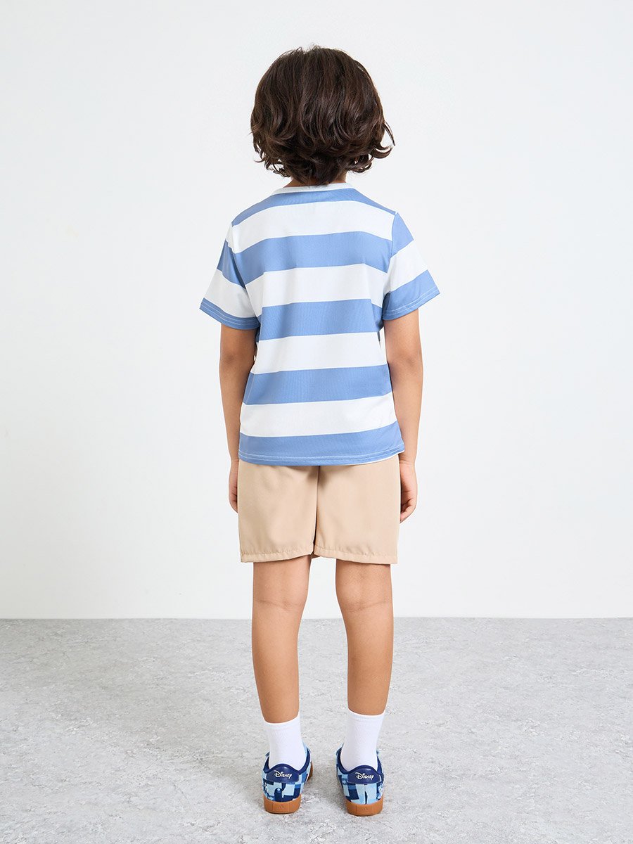 Boys Striped T-Shirt and Solid pull On Shorts Set