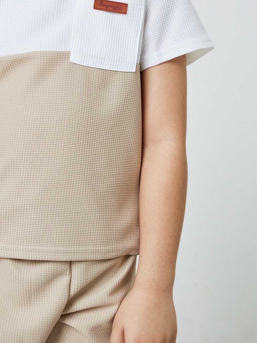 Boys Color Block Pocket Details T-Shirt And Solid Shorts Set